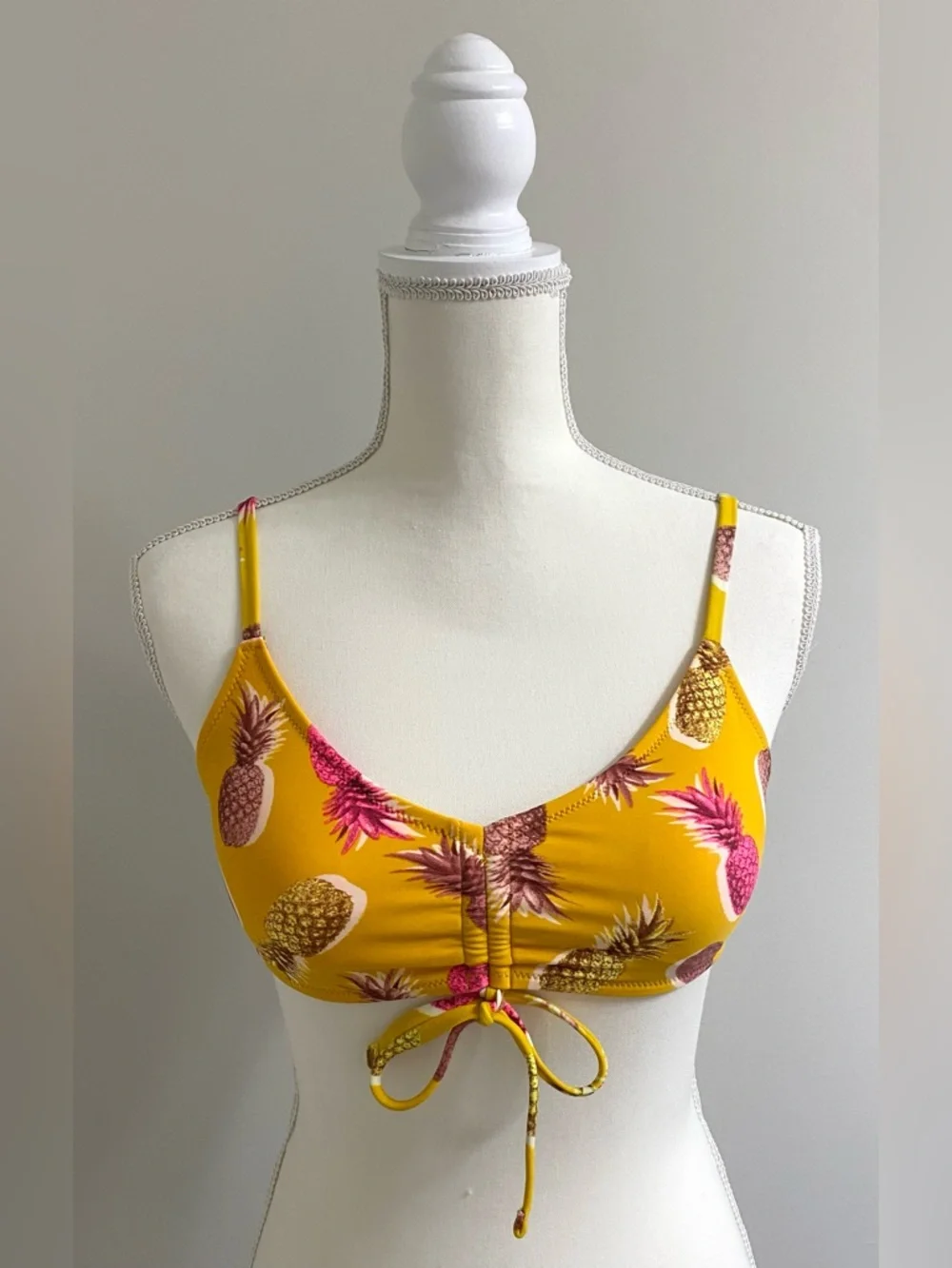 Aerie Womens S Yellow Pineapple Bikini Top Boho Y2K Beach Preppy Swimwear